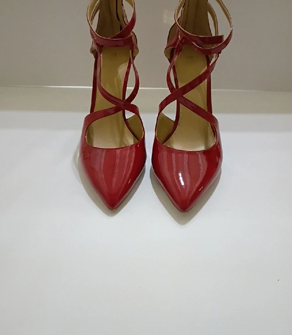 Michael Kors Catia Red Strappy Patent Pointed-Toe High Heels Size 9